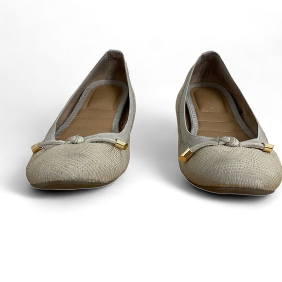 Kelly + Katie Kayla Taupe Metallic Leather Slip On Comfort Ballet Flats Size 7 - Picture 6 of 10